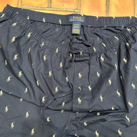 NWOT Polo by Ralph Lauren Navy Pajama Set with Repeat Logo Top XL bottom 2XL - Picture 6 of 12